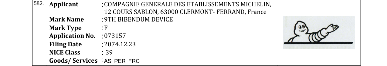 Original bulletin entry for 9TH BIBENDUM DEVICE