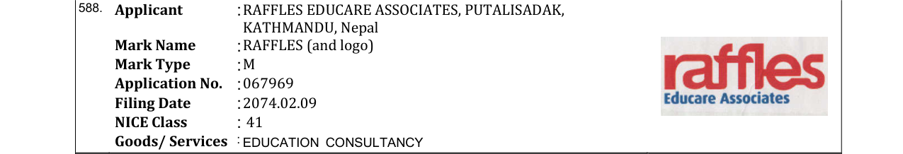 Original bulletin entry for RAFFLES (and logo)
