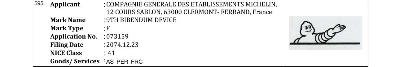 Original bulletin entry for 9TH BIBENDUM DEVICE