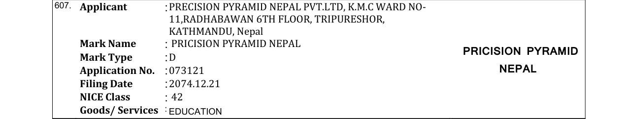 Original bulletin entry for PRICISION PYRAMID NEPAL PRICISION PYRAMID