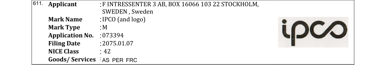 Original bulletin entry for IPCO (and logo)