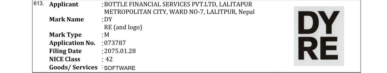 Original bulletin entry for DY RE (and logo)