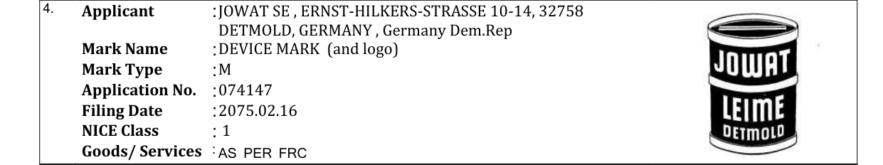 Original bulletin entry for DEVICE MARK (and logo)