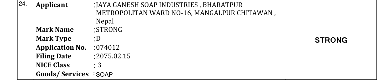 Original bulletin entry for STRONG