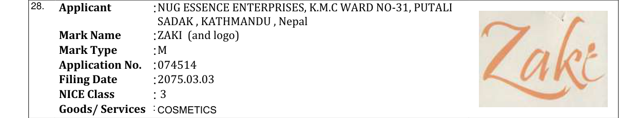 Original bulletin entry for ZAKI (and logo)