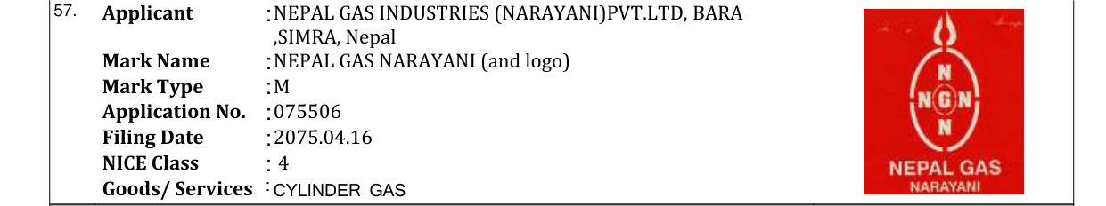 Original bulletin entry for NEPAL GAS NARAYANI (and logo)