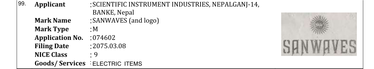 Original bulletin entry for SANWAVES (and logo)