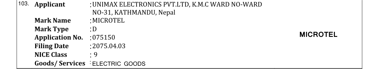 Original bulletin entry for MICROTEL