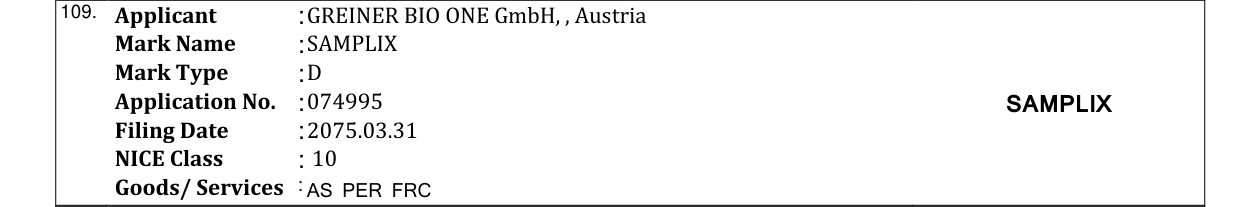 Original bulletin entry for SAMPLIX