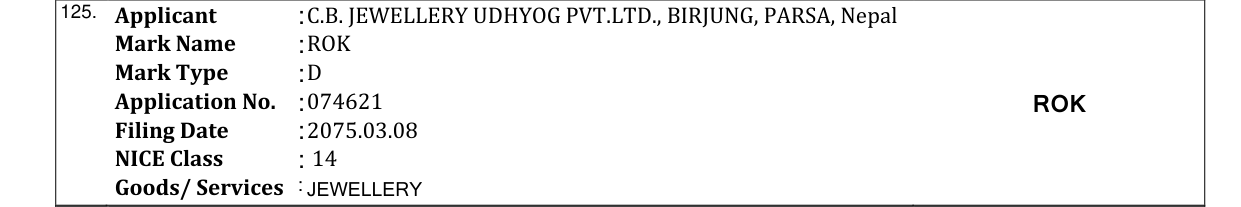 Original bulletin entry for ROK