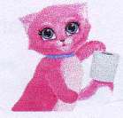 CAT HOLDING TOILET PAPER IN COLOR (and logo) trademark logo