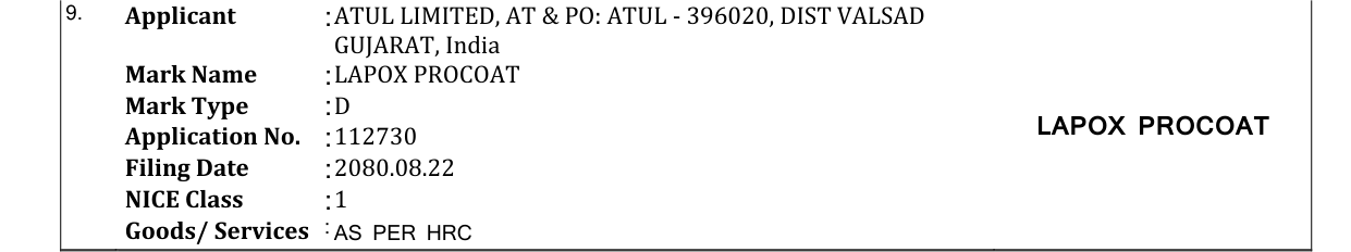 Original bulletin entry for LAPOX PROCOAT