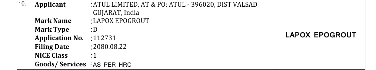 Original bulletin entry for LAPOX EPOGROUT