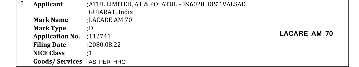 Original bulletin entry for LACARE AM 70