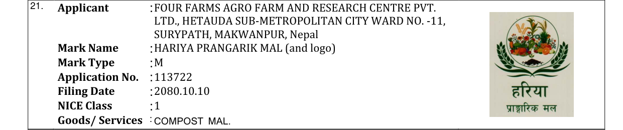 Original bulletin entry for HARIYA PRANGARIK MAL (and logo)