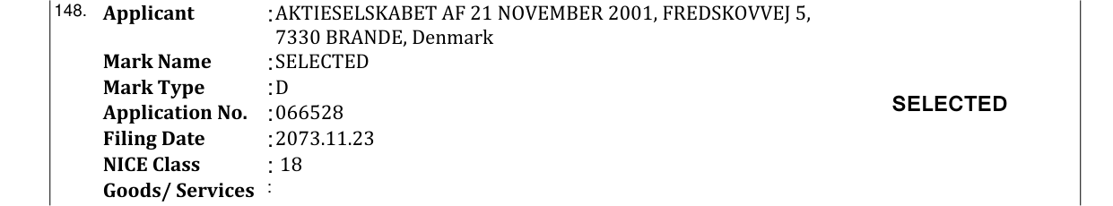 Original bulletin entry for SELECTED