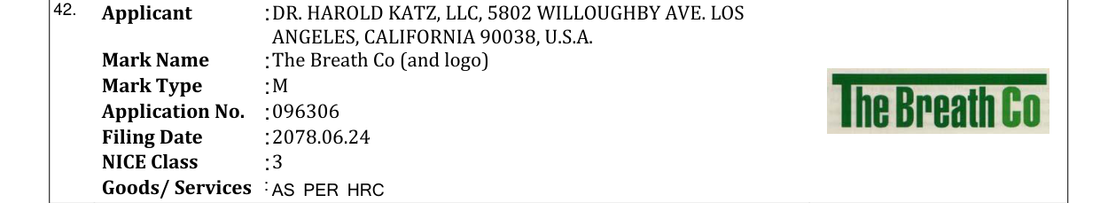 Original bulletin entry for The Breath Co (and logo)