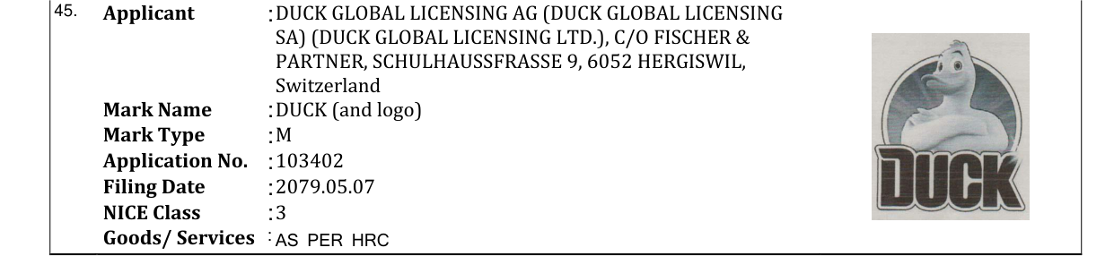 Original bulletin entry for DUCK (and logo)