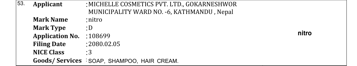 Original bulletin entry for nitro