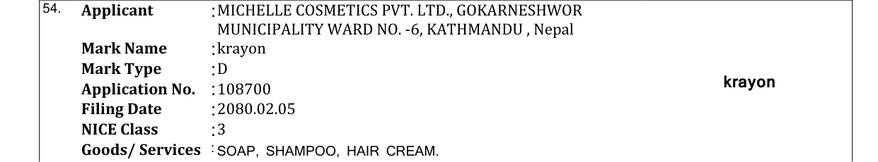 Original bulletin entry for krayon