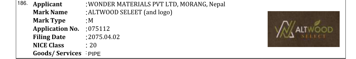 Original bulletin entry for ALTWOOD SELEET (and logo)