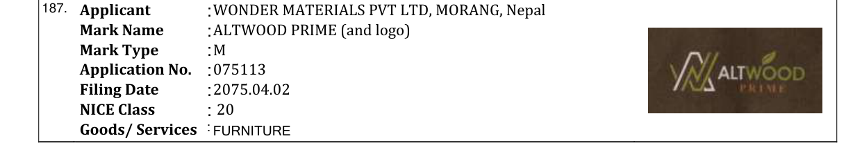 Original bulletin entry for ALTWOOD PRIME (and logo)
