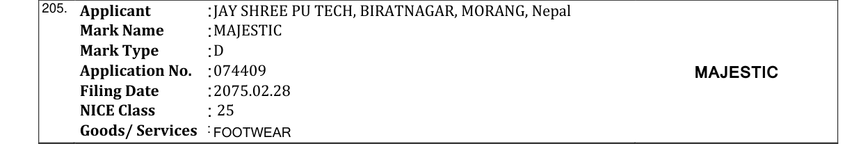 Original bulletin entry for MAJESTIC
