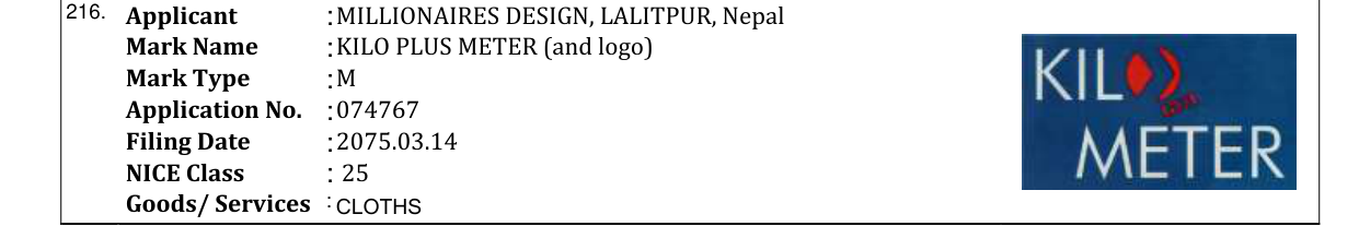 Original bulletin entry for KILO PLUS METER (and logo)