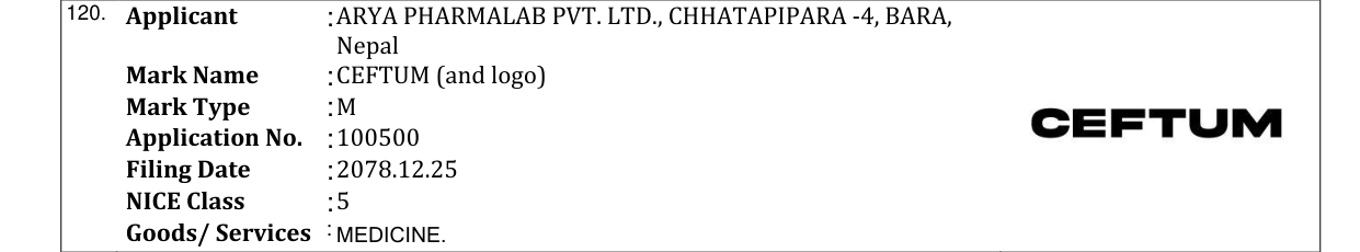 Original bulletin entry for CEFTUM (and logo)