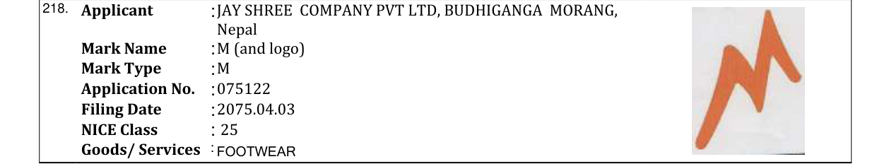 Original bulletin entry for M (and logo)