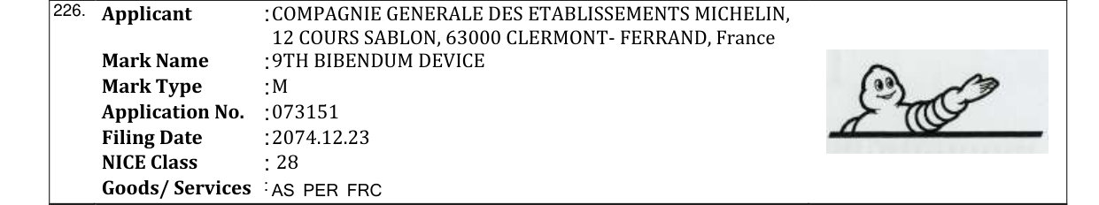 Original bulletin entry for 9TH BIBENDUM DEVICE