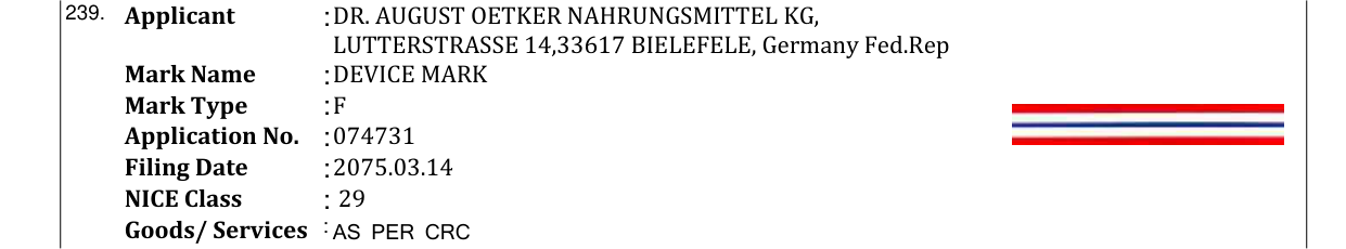 Original bulletin entry for DEVICE MARK