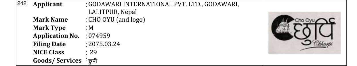 Original bulletin entry for CHO OYU (and logo)