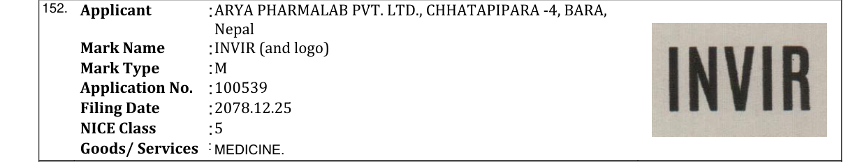 Original bulletin entry for INVIR (and logo)