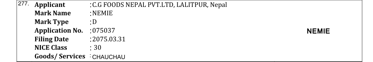 Original bulletin entry for NEMIE