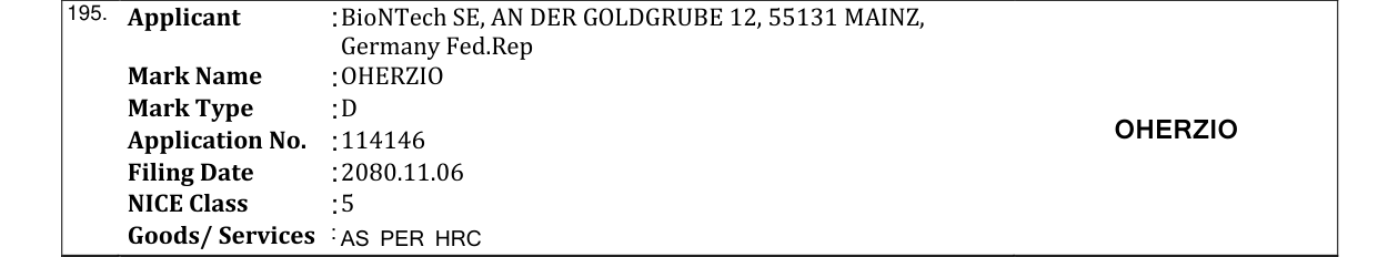 Original bulletin entry for OHERZIO