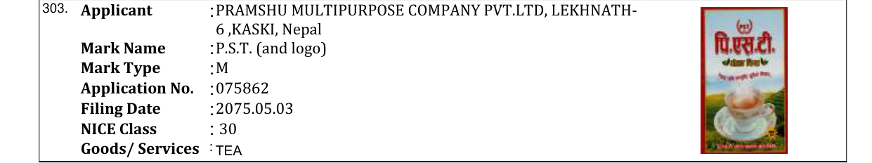 Original bulletin entry for P.S.T. (and logo)