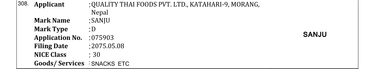 Original bulletin entry for SANJU