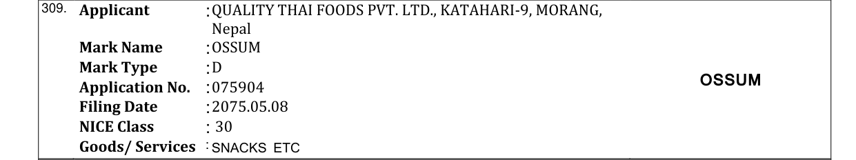 Original bulletin entry for OSSUM