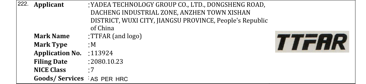 Original bulletin entry for TTFAR (and logo)