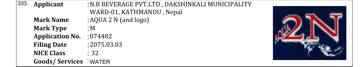 Original bulletin entry for AQUA 2 N (and logo)
