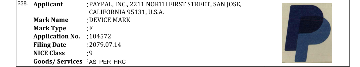 Original bulletin entry for DEVICE MARK