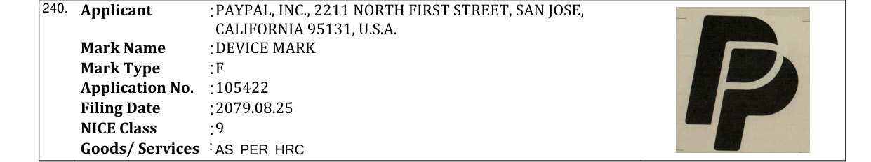 Original bulletin entry for DEVICE MARK