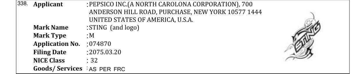 Original bulletin entry for STING (and logo)