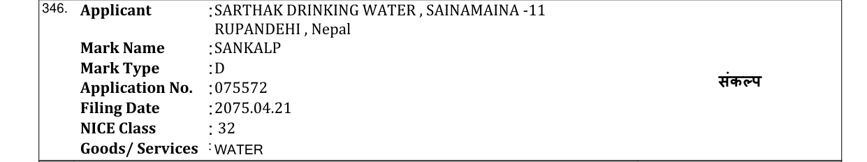 Original bulletin entry for SANKALP