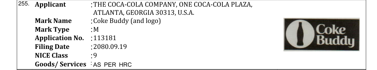 Original bulletin entry for Coke Buddy (and logo)