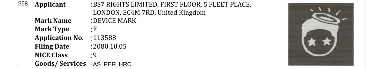 Original bulletin entry for DEVICE MARK