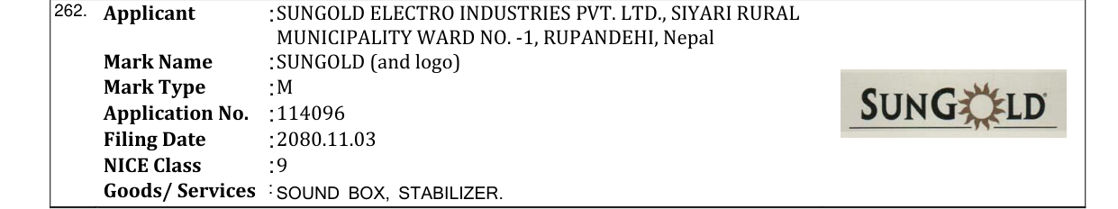 Original bulletin entry for SUNGOLD (and logo)
