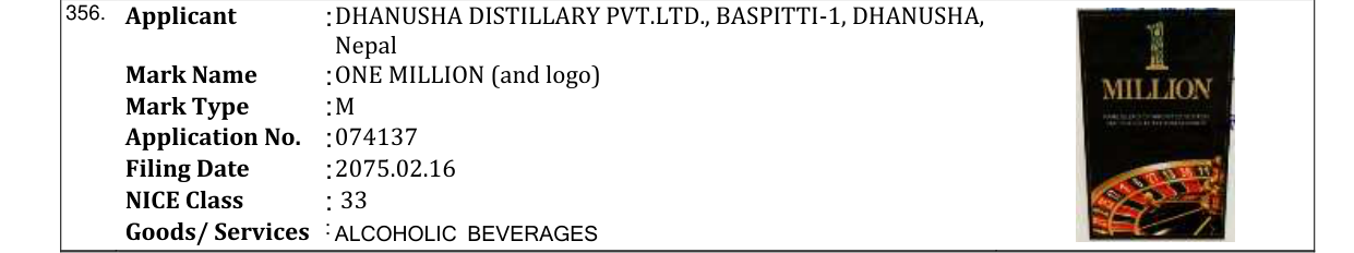 Original bulletin entry for ONE MILLION (and logo)