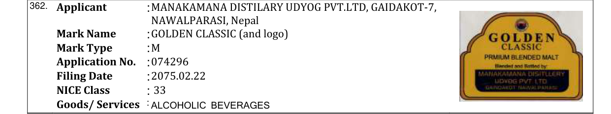 Original bulletin entry for GOLDEN CLASSIC (and logo)